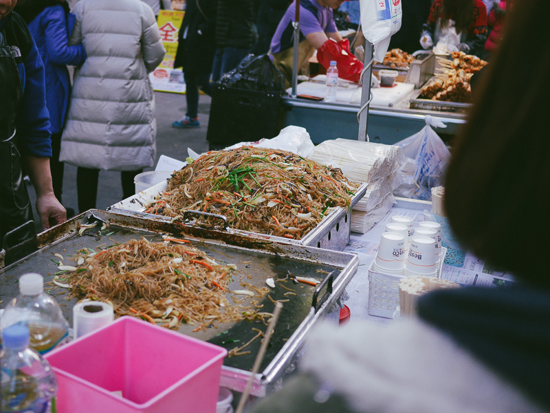 pile of japchae or chapchae myeongdong