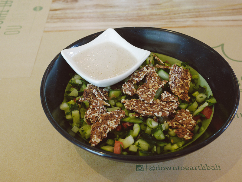 earth cafe arabic salad with tahini sauce